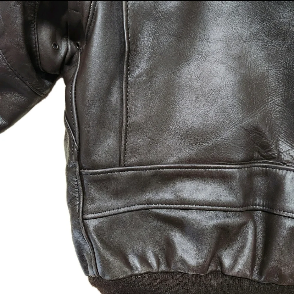 VTG Late ’70s Schott I.S. 674.M.S Heavyweight Leather Flight Jacket  Size 44 - Picture 14 of 16
